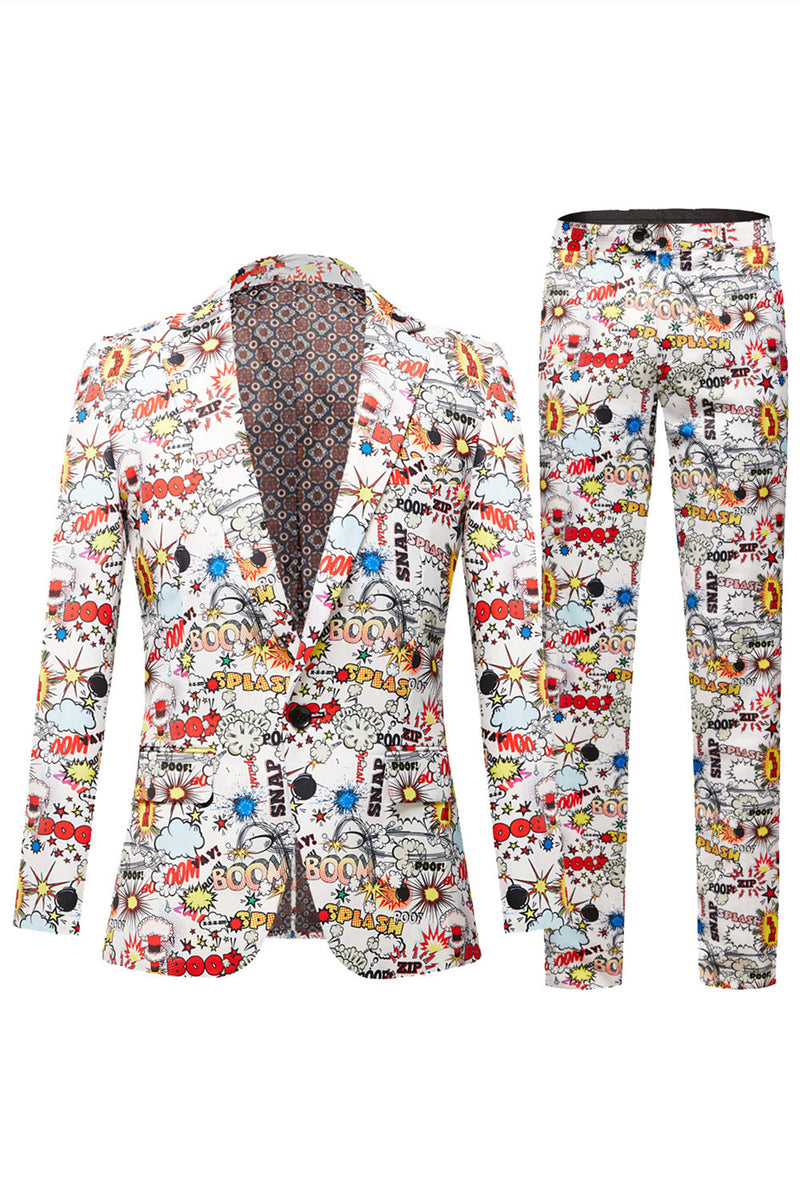 Load image into Gallery viewer, White Graffiti 2 piece Men&#39;s Suit