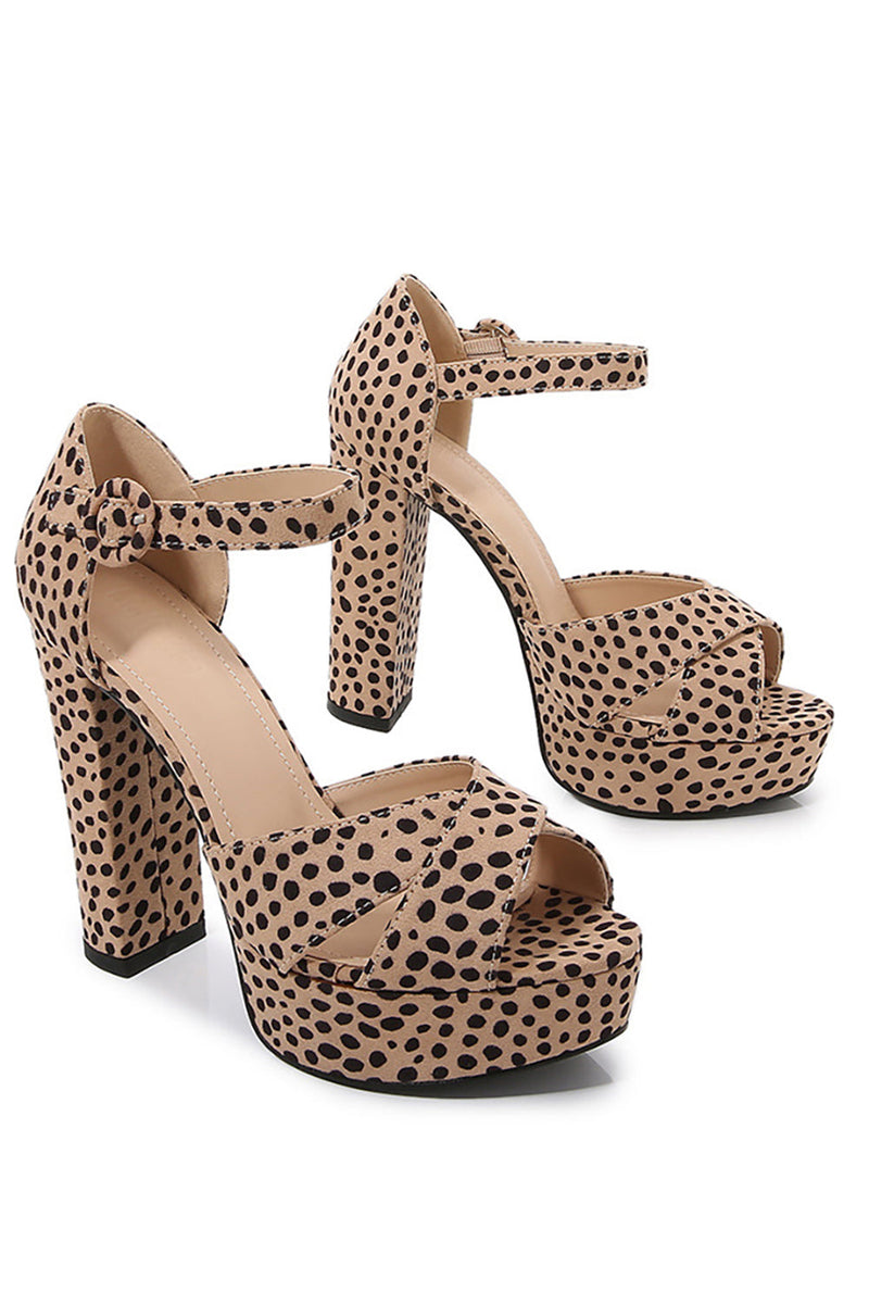 Load image into Gallery viewer, Leopard Print Platform Heeled Sandals Chunky Pump Wedding Party Bridal Dress Shoes