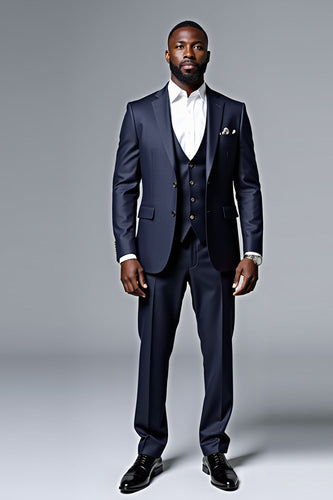 Dark Blue 3 Piece Single Breasted Men's Suit