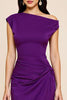 Load image into Gallery viewer, Plum Mermaid Ruched One Shoulder Long Formal Dress