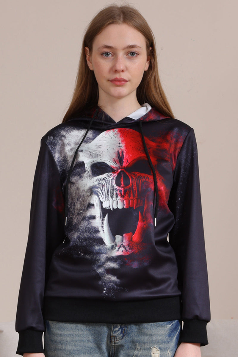 Load image into Gallery viewer, Black Skeleton Print Hooded Halloween Family Sweatshirts