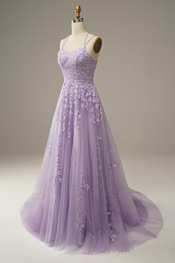 Yellow Spaghetti Straps Prom Dress