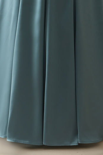 Mermaid Blue V Neck Long Prom Dress
