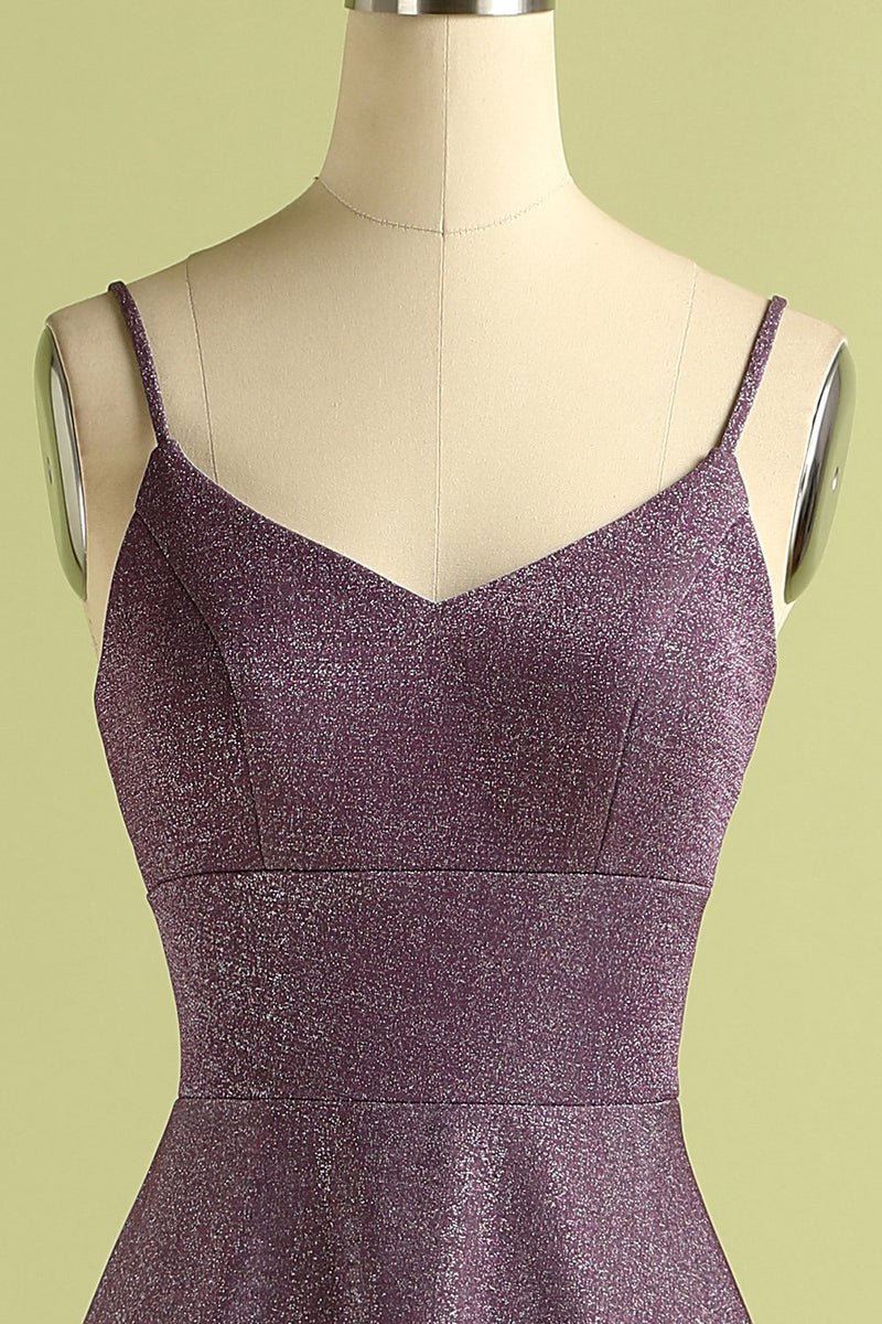 Load image into Gallery viewer, Grape Lace Up Long Satin Prom Dress