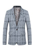 Load image into Gallery viewer, Grey Grid Notched Lapel Men&#39;s Blazer