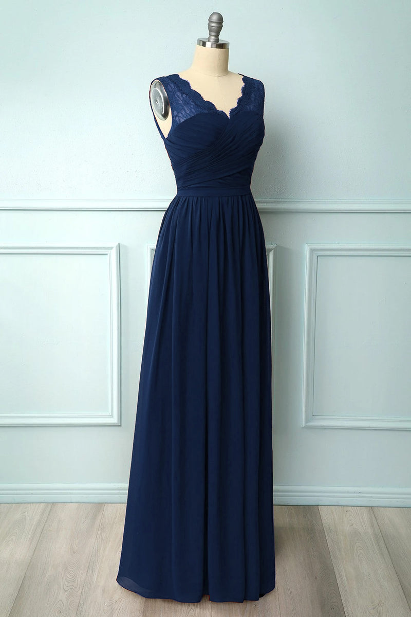 Load image into Gallery viewer, Burgundy Long Bridesmaid Dress