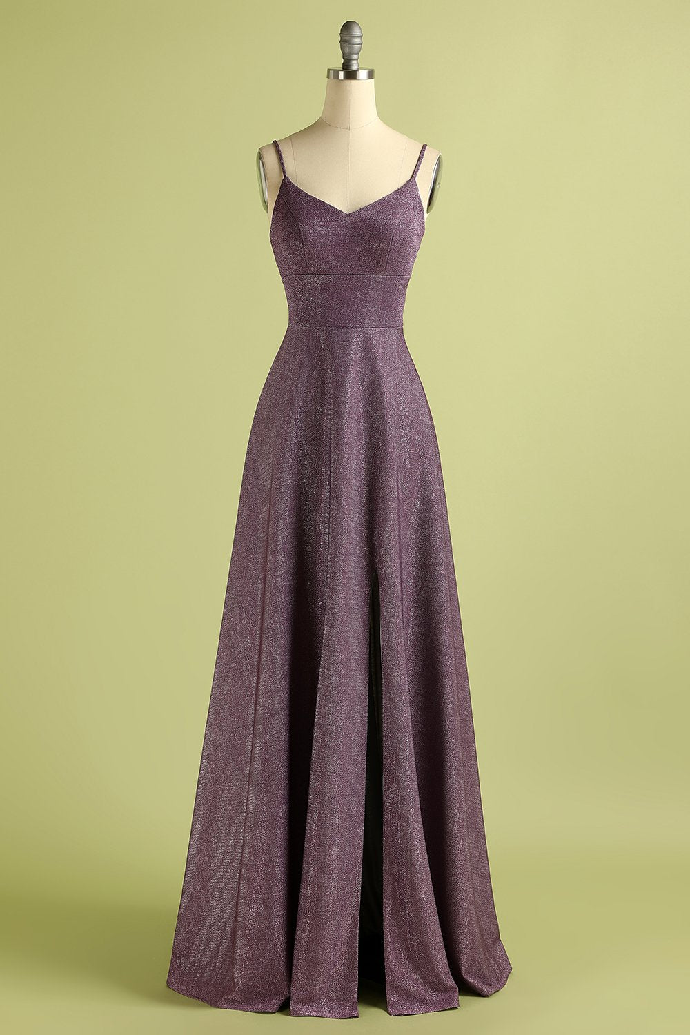 Grape Lace Up Long Satin Prom Dress