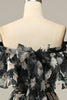 Load image into Gallery viewer, Detachable Strapless Black Flower Off The Shoulder Prom Dress