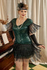 Load image into Gallery viewer, Green Plus Size 1920s Gatsby Dress with 20s Acessories Set