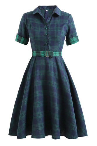 Green Plaid 1950s Tartan Dress