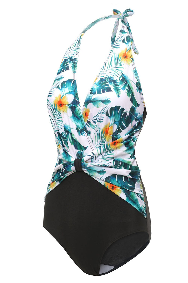 Load image into Gallery viewer, White Printed Flower One Piece Swimwear